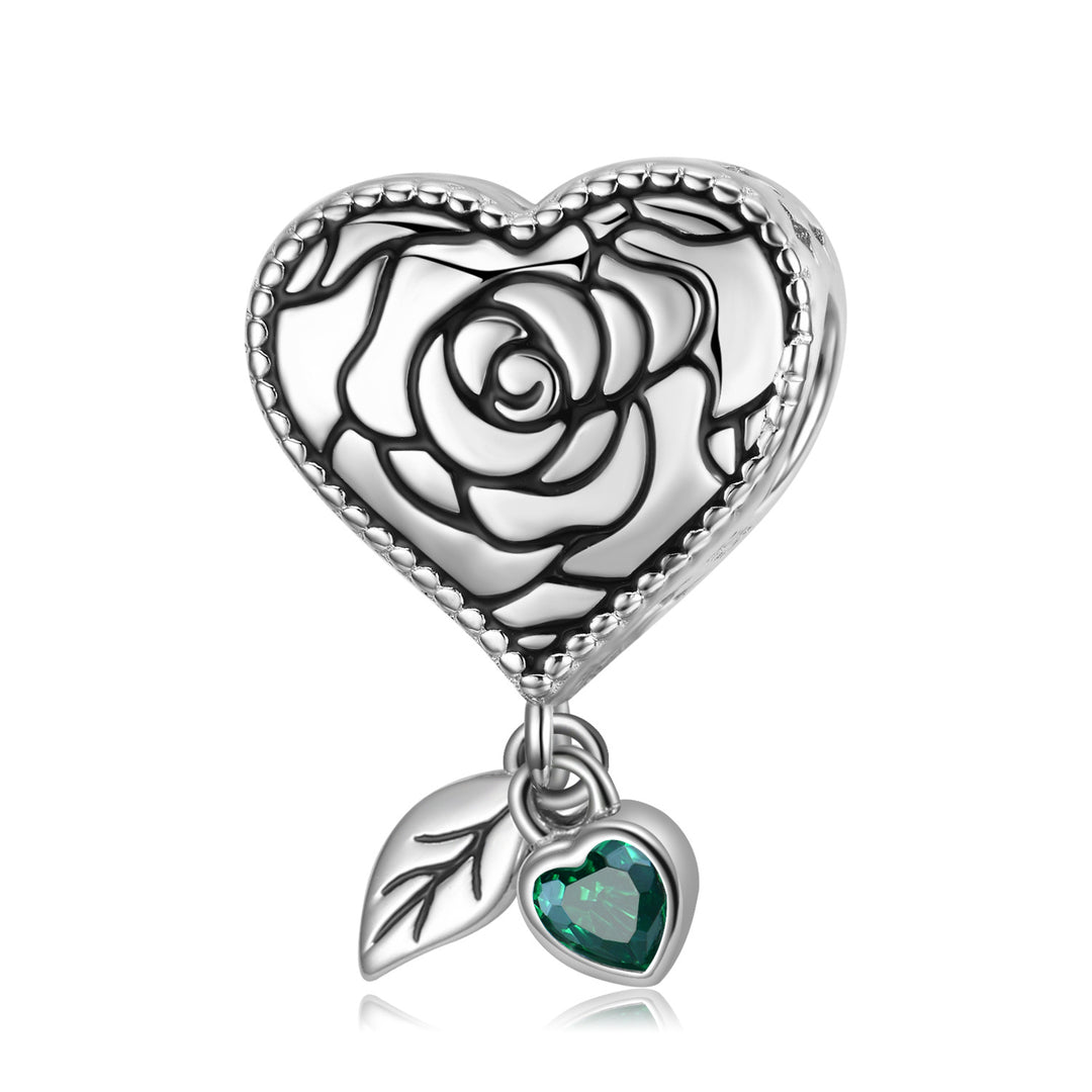 Simple Rose Beads Sterling Silver Zirconia