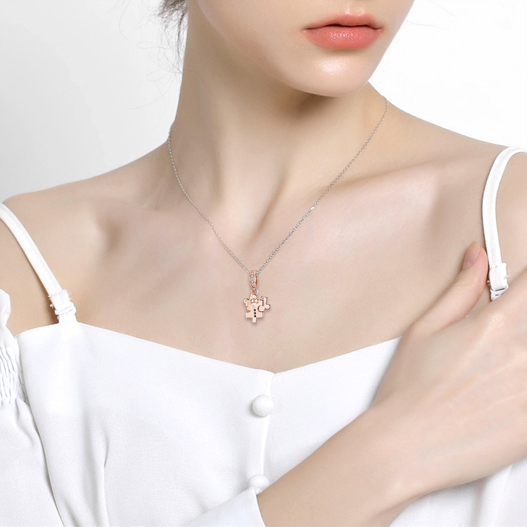 Jigsaw Pendant Rose Gold Plated Pure Silver